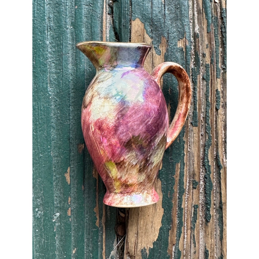Old Cottage Pottery England Handpainted Lusterware Miniature Pitcher Vintage 4in